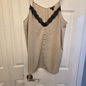 Torrid Beige Camisole with Black Lace Trim